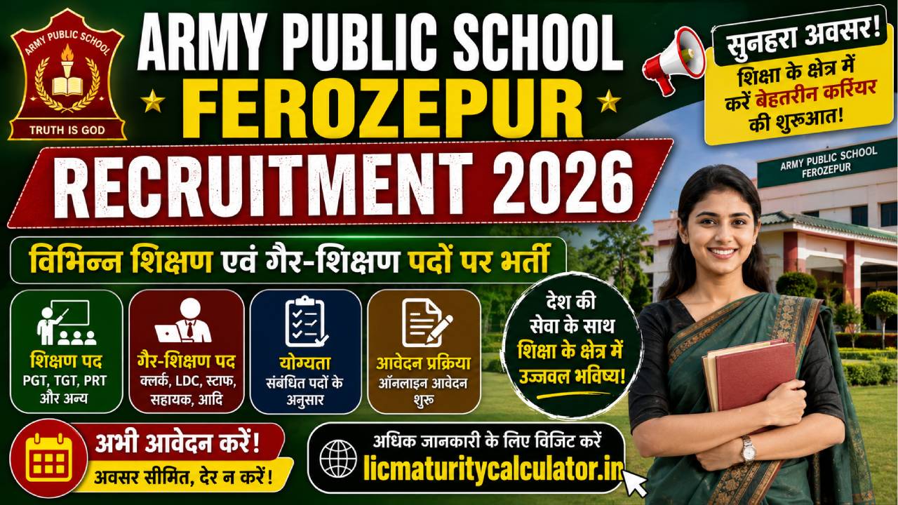 Army Public School Ferozepur Recruitment 2026