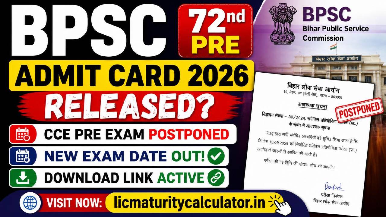 BPSC 72nd Pre Admit Card 2026